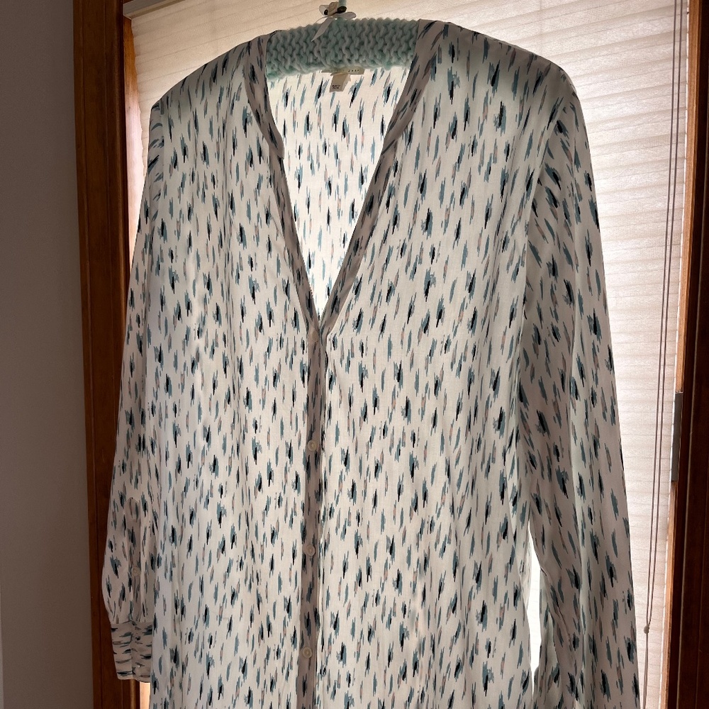 Joie Long Sleeve Blouse - V Neck Button Down
